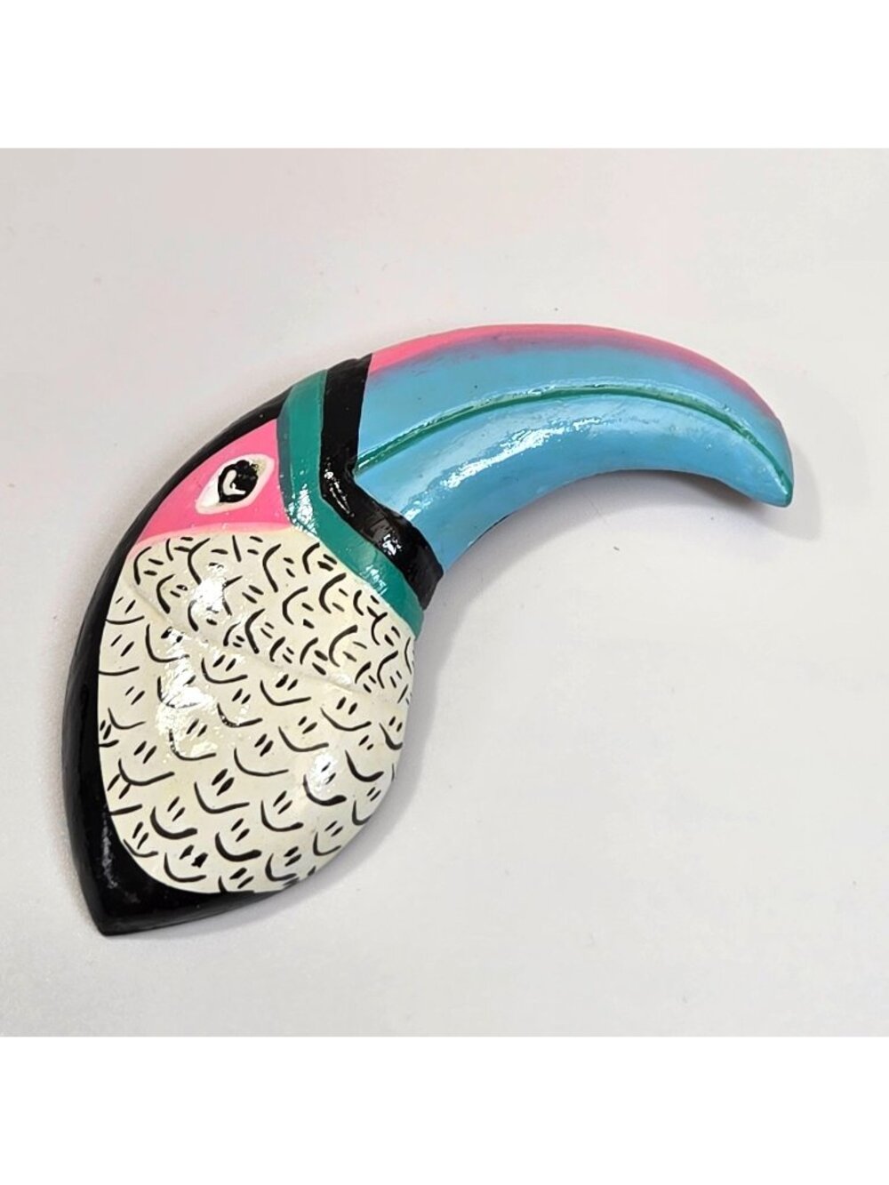 Colorful Wood Toucan Brooch Pin